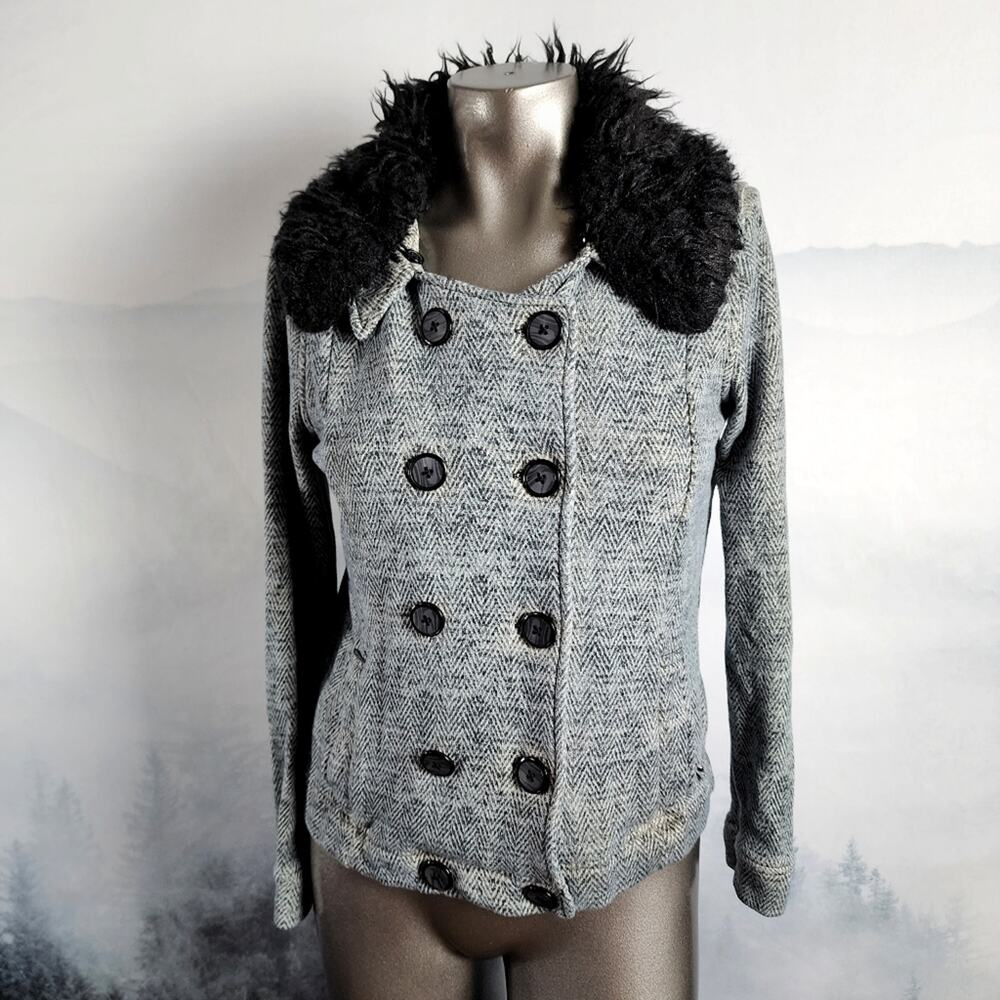 Hurley Wylie Removable Faux Fur Double Breasted Jacket | Women's Small